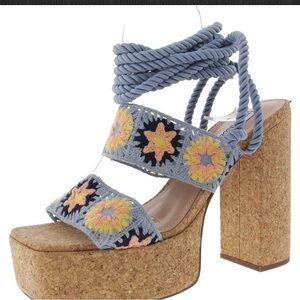 Steve Madden Blue and Yellow Platform Sandals